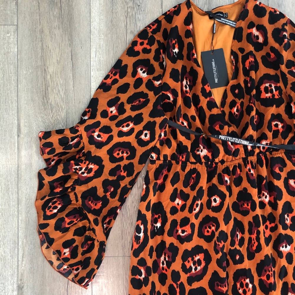 PrettyLittleThing Leopard Print Ruffle Wrap Dress - Picture 8 of 9